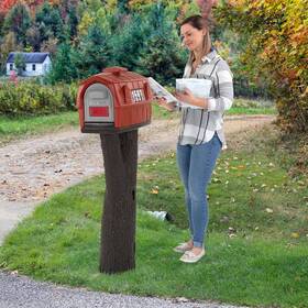 Simplay3 744759413956 Rustic Barn Burnt Red/espresso Post Mount Mailbox