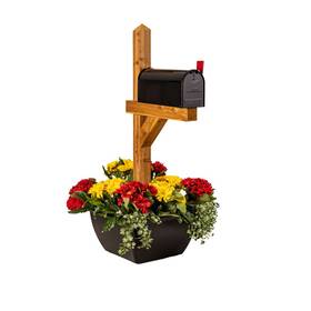 Spp2420blk Snappot 24 Inch Black Resin Post Planter 4x4 6x6 Outdoor Flower Pot 16 Gallon Deck Mailbox