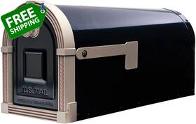 Solar Group Inc. 313114066054 Brunswick Large Steel Post Mount Mailbox Black With Brushed Nickel