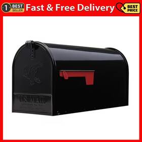 Solar Group Inc. 445030374319 Architectural Mailboxes Elite Black Post Mount Mailbox Large Steel Rust Resis