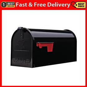 Solar Group Inc. 744759340139 Elite Galvanized Steel Medium Post-mount Mailbox In Black