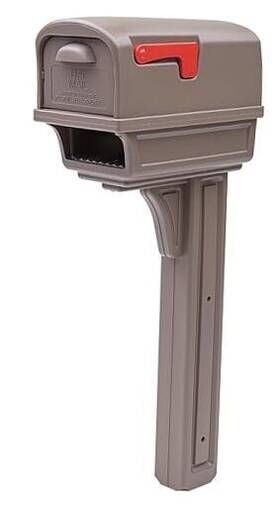 Ggc1m00am Solar Group Inc. Dual Access Mailbox And Post Kit Large Gentry Plastic Mocha