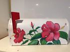 Solar Group Tropical Flowers Hand Painted Handpainted Mailbox Pink Hibiscus