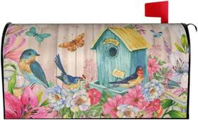 Sorfbliss 313091843884 Spring Mailbox Covers Magnetic Standard Size 21 X 18 Inchs Floral Bird Butterfly