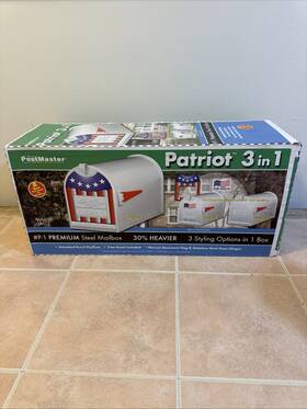 Steel City 042014011030 Vintage Nos Postmaster Patriot 3 In 1 #p-1 Premium Mailbox White