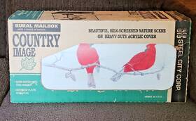 Steel City 042014040016 Vintage Rural Mailbox Red Cardinals Pine Tree Branch Country Image