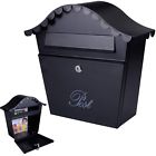 Steel Wall Retrieval Door Mount 2 Mailbox Black Mail Keys Box