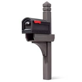 Step2 733538502592 Lakewood Resin Overpost Black Onyx Mailbox And Dark Cedar Mail Post Combo