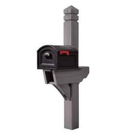 Step2 733538523191 Highland High Quality Resin Dark Cedar Mail Post Mount And Xl Black Mailbox