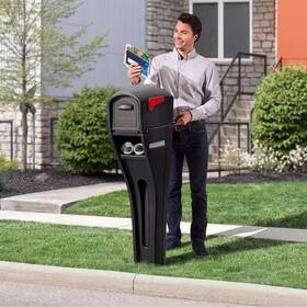 Step2 744110777826 Mailmaster Streamline Large Resin Overpost Mailbox And Post Combo Black Onyx