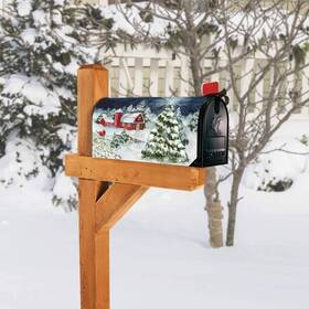 06925 Studio M Mailwrap Mailbox Cover Red Barn Christmas