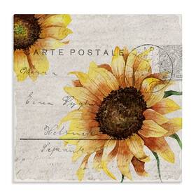 Stupell Industries 049182783004 Sunflower Illustration Over Vintage Post Wall Art 24x24 Beige