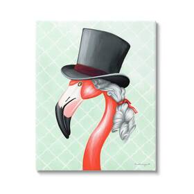 Stupell Industries 196216896824 Flamingo Old-fashioned Hair Top Hat Patterned Squares Design By Amelie Legault