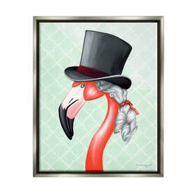 Stupell Industries 196216896985 Flamingo Old-fashioned Hair Top Hat Patterned Squares Des