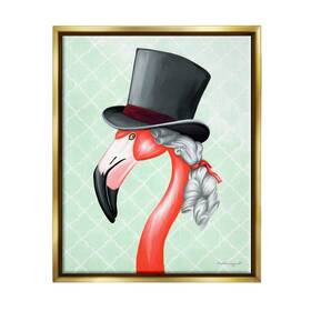 Stupell Industries 196216897005 Flamingo Old-fashioned Hair Top Hat Patterned Squares Des