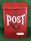 4655 Swedish Red Metal Mail Box Vintage Rural Post Wall Mount