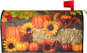 Sweetshow 696573049012 Fall Mailbox Covers Magnetic Large Oversized 25.5 X 21 Sunflower Pumpkin Maple