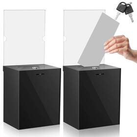 Kou-sweetude-333 Sweetude 2 Pack Acrylic Donation Box With Lock Tall Tip Jars 8.2 X 6.7 5 In Suggesti