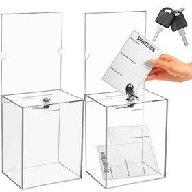Kou-sweetude-339 Sweetude 2 Pack Acrylic Donation Box With Lock Tall Tip Jars 8.2 X 6.7 5 In Suggestion
