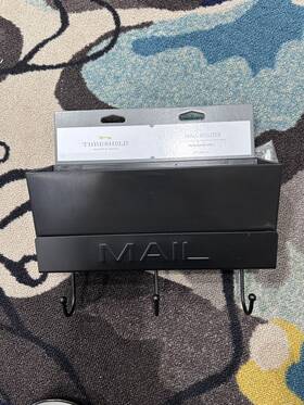 T.o.p. 885785075531 Classic Mail Holder Black With Hooks Indoor Open Top Thresold 10 L X 7 1/4