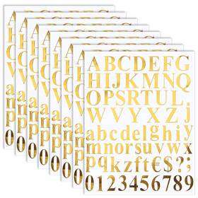 Taobary Fan-taobary-2829 8 Sets 536 Pcs Vinyl Letter Number Stickers 1 Inch Mirror Gold