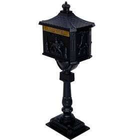 P-dj-63686 Tatayosi Patio Garden Decor Postal Box Mail Outdoor Cast Aluminum Black