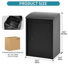 Beyshnkv2u Taus Lockable Parcel Drop Box 16.5x13.8x25.4 Inch Secure Delivery With Coded Lock