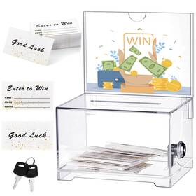 Jg-teling-4568 Teling Tall Acrylic Donation Box With Lock And Sign Plate Safe Suggestion 1