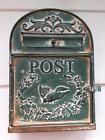 Thc60171 Unbranded Rustic Vintage Style Green Metal Mailbox Post Box Embossed