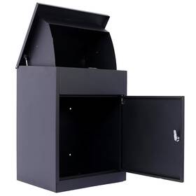 Tidoin 445006062097 Black Outdoor Extra Large Galvanized Steel Parcel Mailbox Garden Statues With Wa