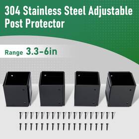 Ti-c1585 Tiewards 304 Stainless Steel Adjustable Post Protector 3.3-6in Mailbox Fence Deck 4 Pcs