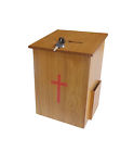 2-lock Tithing Donation Box Prayer 15138 Cross Offering Church