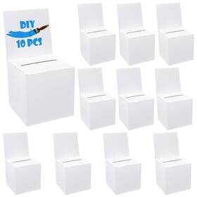 Am554614 Tolare 10 Pcs White Cardboard Donation Box 6 X Inch Ballot With Slot - Wh