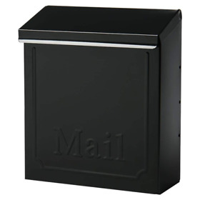 Townhouse Black Small Steel Locking Vertical Wall Mount Mailbox