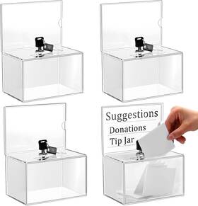 Box-88 Tuanse 445001930988 4 Pcs Acrylic Donation Box Suggestion Ballot For Fundraising With Lock And S