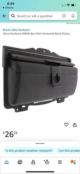 98606 Ultra Hardware Black Horizontal Mailbox