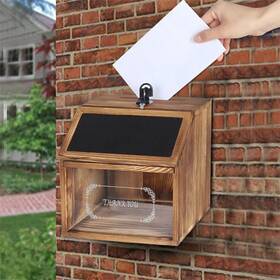 0de20234023 Unho Solid Wood Suggestion Comment Ballot Mail Box Lockable Donation W Chalkboard