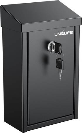 Uniclife-3600 Uniclife 313043491446 Metal Donation Box Wall Mounted Mailbox With Top Slot Collection W