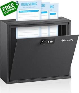 Uniclife 744759046628 Suggestion Box With Resettable Combination Lock And Slot Including 50