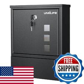 B0f32bfk72 Uniclife Wall Mount Mailbox Large Modern Mail Box Key Lock Security Drop Out