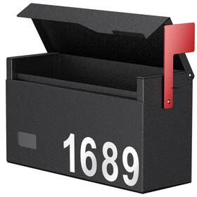 B0fgj66cm5 Uniclife Wall Mount Mailbox Flag And Number - Outdoor Mail Storage