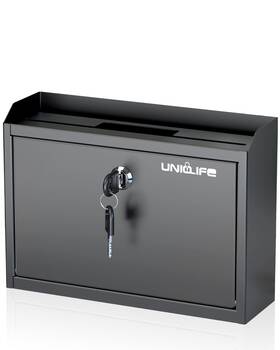 Uniclifebg3573-bk Uniclife Wall Mounted Mailbox With Key Lock And Newspaper Holder Black