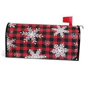 Vdsrup 887372575066 Buffalo Plaid Mailbox Covers Magnetic Winter 25.5 Inch X 21 Snowflakes
