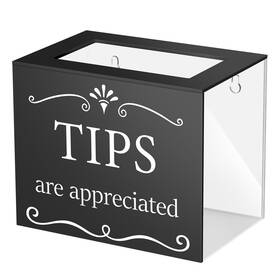 Bs-vesici-1675 Vesici Acrylic Tips Jar For Bartender 6 X 4 5 Inch Wall Mounted Tip Black