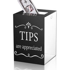 Bs-vesici-3045 Vesici Acrylic Tips Jar For Restaurant 6 X 8.6 Inch Donation Suggestion Box Dona