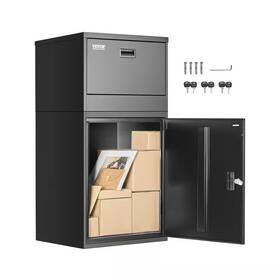 Vevor 726084735651 Package Delivery Boxes For Outside 51 Gal. Black Galvanized Steel Deck Box 38