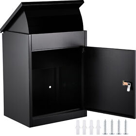 Vevor Parcel Drop Box Package Mailbox Porch Express With Lockable Storage Black