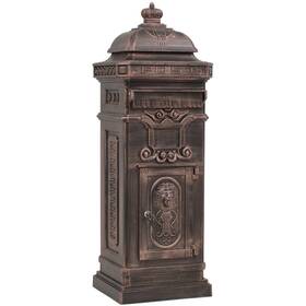 43892 Vidaxl Pillar Letterbox Bronze Cast Aluminum Medium Decorative Inlays