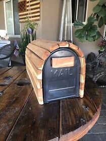 Cmb-1 Vintage Mailbox Rustic Red Cedar Wood Cover Old Covered Rural Usa