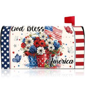 B1200058 Visstree 4th Of July Patriotic Magnetic Mailbox Cover America Flag Flowers M